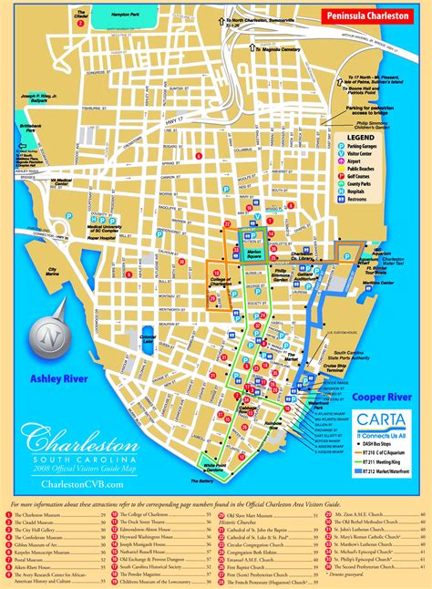 charleston sc printable tourist map.